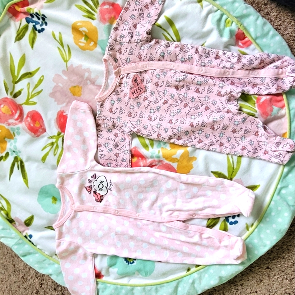 2 pk baby girl Betsey Johnson footed sleepers
